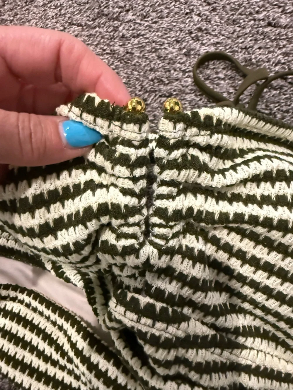 Cupshe Olive and Cream Striped Knit Tankini Set - Picture 5 of 6